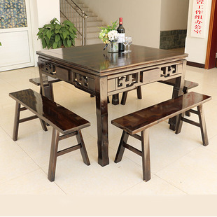 实木餐桌椅组合饭店正方形明清仿古方桌家用桌子四方桌中式八仙桌