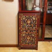 藏式家具风格手绘上下角柜仿古摆件地柜实木尺寸，可定制做彩绘边柜