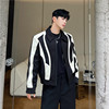 春季小众不规则黑白拼色设计感短款夹克男潮牌韩版网红高级感外套