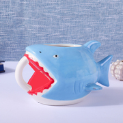 鲨鱼卡通造型水杯创意，大容量恶搞陶瓷杯个性家用马克杯，动物咖啡杯