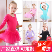 儿童舞蹈服秋季冬芭蕾舞裙，女童长袖考级练功服跳舞中国舞舞服拼网