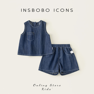 INSbobo女童夏装2025夏季新款女宝套装儿童牛仔两件套宝宝童装潮