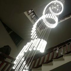 楼梯吊灯别墅复式楼楼梯间中空旋转水晶吊灯现代超长楼梯灯长吊灯