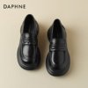 达芙妮Daphne ~厚底松糕乐福鞋女2023小皮鞋黑色真皮松糕单鞋