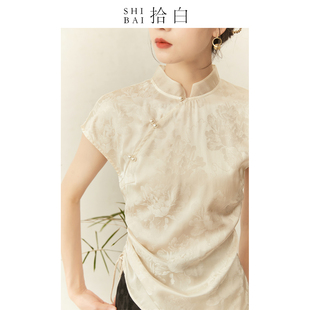 shibai拾白新中式女装夏季原创中国风，禅意茶服改良旗袍式上衣