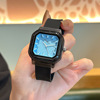 番米拉时尚简约学生果冻手表，方形防水休闲通勤硅胶带女士石英腕表