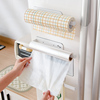 磁吸厨房用纸巾架冰箱置物架侧面收纳保鲜膜袋卷纸挂杆抹布挂架子