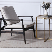 北欧实木框亚麻布艺垫沙发，椅单人椅客厅家具，现代简约美式休闲椅子