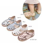 日本bonbonbird 男女童宝宝真皮包头凉鞋 银 粉 蓝 白色儿童凉鞋