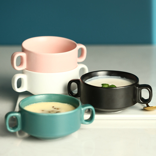 创意烤箱碗烘焙家用双耳陶瓷碗单个甜品碗麦片早餐奶昔一人食小碗
