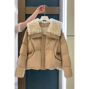 羽绒棉服女冬季2023年韩版宽松短款小个子加厚大毛领棉衣外套