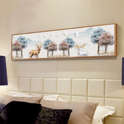 535床头卧室装饰画北欧横幅，单幅抽象房间背景，现代简约麋鹿墙画