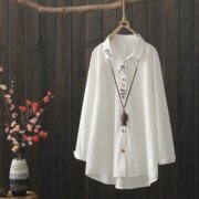 文艺范刺绣(范刺绣)白色衬衫女宽松2022春装白衬衣(白衬衣)韩版长袖打底衫上衣