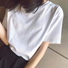 白色t恤短袖，女夏季学生宽松韩版ulzzang百搭纯色棉质体恤上衣