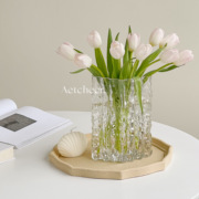 创意郁金香透明玻璃水养冰川花瓶摆件客厅插花现代简约网红高级感