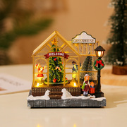跨境圣诞节发光音乐小屋圣诞节礼物创意桌面摆件装饰品
