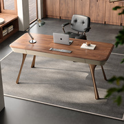 实木电脑书桌新中式黑胡桃木家用约写字台学习桌卧室办公桌