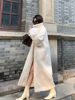 smol白色大衣女冬季韩系高级感气质加厚环保皮草长款毛外套