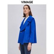 vimage纬漫纪品牌女装，冬款气质翻领，宽松显瘦羊毛呢短外套毛呢外套