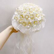 结婚礼物送新人手工手捧花材料包钻石婚纱珠宝珍珠高级手拿花