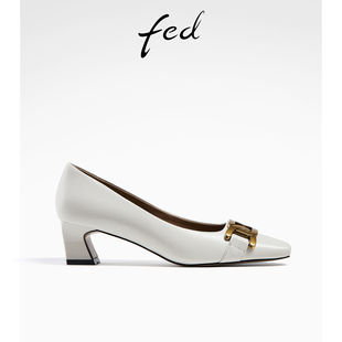 fed法式单鞋秋季女鞋，优雅粗跟一脚蹬，浅口单鞋女款r0803-zc060