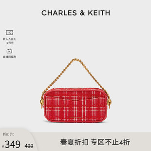 CHARLES&KEITH金丝花呢CK2-80782010拉链式斜挎小方包女包春夏