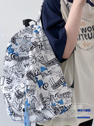 大橘猫日系复古涂鸦设计个性背包，男韩版ins街，拍潮搭书包双肩包女