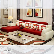 现代简约L型转角大户型布艺沙发实木框架高级绒布松木棉麻经济型