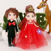婚庆花车装饰公仔插件，婚纱蛋糕情侣娃娃一对小人偶，鲜花店婚车用品