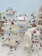 定制法式园艺乡村玫瑰系列花架桌面落地壁挂白色置物架庭院客厅装