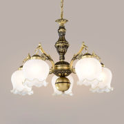 吊灯客厅灯欧式复古创意，美式古铜色卧室吸顶灯，玻璃灯具艺术装饰灯