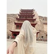 民族风大西北敦煌新疆旅游沙漠，穿搭超大防晒头巾，薄款棉麻丝巾围巾