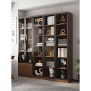 实木书柜现代简约家用书架玻璃门，办公文件柜置物柜自由组合展示柜