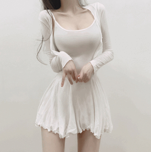 速发~超级韩国时尚女裙套装显瘦吊带百褶连衣裙+开衫