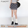 FUNOFF 美式学院风格纹网纱双层高腰短裙复古百搭修身包臀半身裙
