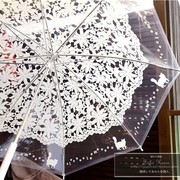韩国日系创意猫咪透明雨伞，蕾丝伞透明伞，长柄伞学生晴雨伞女