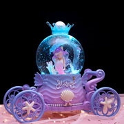 美人鱼公主城堡水晶球音乐盒，旋转南瓜马车，八音盒儿童女生生日礼物