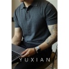 yuxian余闲针织polo衫纯色，轻熟复古通勤基础t恤纯棉男士短袖美式