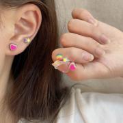 CAIFIRST彩虹糖果星星耳钉女银针树脂小巧可爱多巴胺系列设计