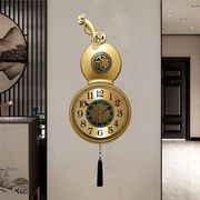 欧式轻奢挂钟表客厅卧室时尚复古钟表创意家用石英时钟电波芯静音