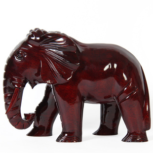 红木大象雕刻工艺品 中式客厅玄关装饰品 木雕象实木摆件大号40cm