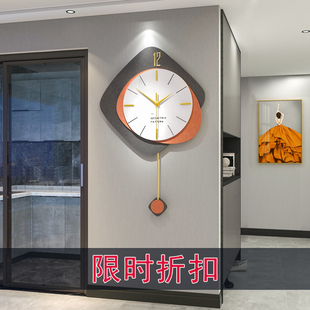 新钟表(新钟表)挂钟客厅，简约现代家居装饰创意，挂表欧式轻奢时钟免打孔钟表