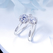 爵希s925银微镶高碳钻珠宝饰品，一克拉花漾莫桑钻戒指，女情人节礼物
