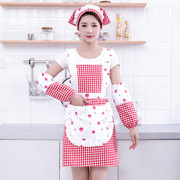 防水围裙女家用厨房做饭三件套防油棉布罩衣女网红韩版两件套