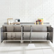 304不锈钢厨房整体橱柜简易竈台一体整体白钢储物碗盘柜整装家用