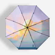 简约雨伞全自动太阳伞遮阳伞防晒防紫外线女夏折叠晴雨两用伞黑胶