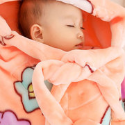 婴儿抱被初生宝宝被子春秋款，外出加厚包毯子(包毯子)珊瑚绒包被斗篷背抱毯