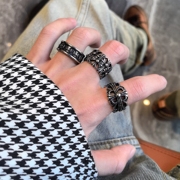 欧美潮牌个性复古做旧十字架戒指男士小众高级感食指戒钛钢指环潮
