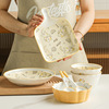 一人用餐具套装陶瓷碗碟家用组合2人食情侣盘子勺ins日式可爱创意