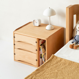 异果酱呼呼床头柜儿童书架原木床头书柜实木储物柜卧室创意小柜子
